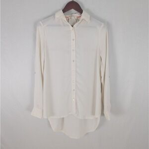 Taylor & Sage Shirt Womens XS White Beach Tunic Top Sheer‎ Long Sleeve Crochet